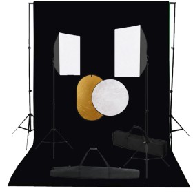 Fotostudio-Set mit Softbox-Lichtern, Hintergrund und Reflektor von vidaXL, Blitze und Studiobeleuchtung - Ref: Foro24-3067052...