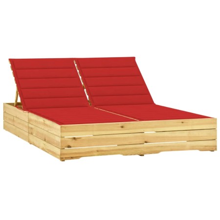 Doppel-Sonnenliege und Kissen imprägniertes Kiefernholz rot von vidaXL, Liegen - Ref: Foro24-3065975, Preis: 309,38 €, Rabatt: %