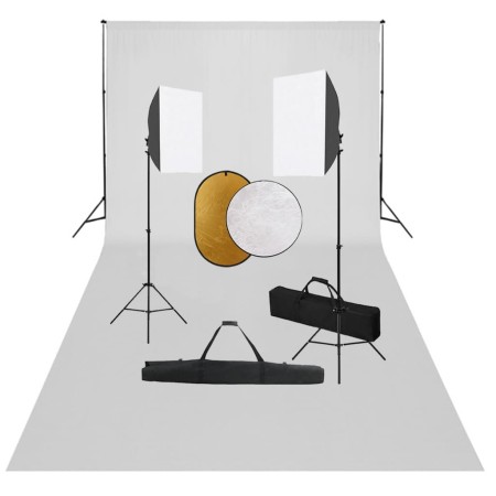 Fotostudio-Set mit Softbox-Lichtern, Hintergrund und Reflektor von vidaXL, Blitze und Studiobeleuchtung - Ref: Foro24-3067059...