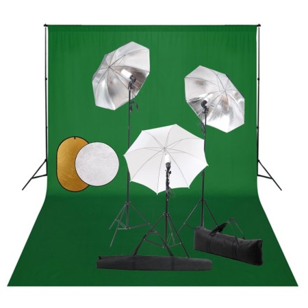 Photo studio kit with lamps, umbrellas, background and reflector by vidaXL, Flashes and studio lighting - Ref: Foro24-3067091...