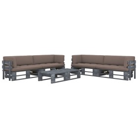 6-piece pallet furniture and gray impregnated pine wood cushions by vidaXL, Garden sets - Ref: Foro24-3066993, Price: 662,54 ...