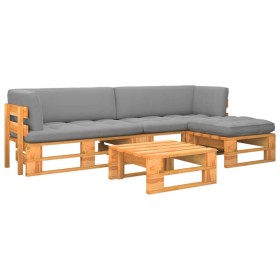 4-piece pallet furniture and honey-impregnated pine wood cushions by vidaXL, Garden sets - Ref: Foro24-3066807, Price: 320,76...