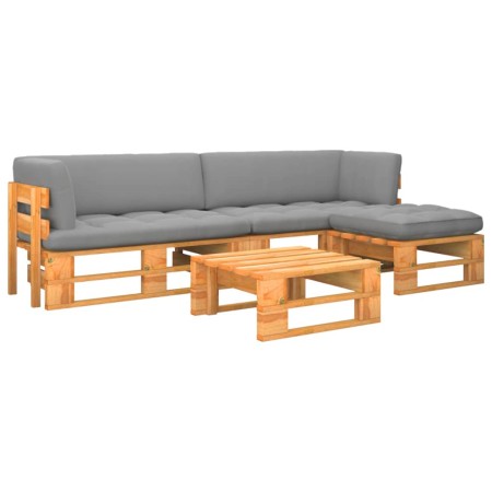 4-piece pallet furniture and honey-impregnated pine wood cushions by vidaXL, Garden sets - Ref: Foro24-3066807, Price: 320,76...