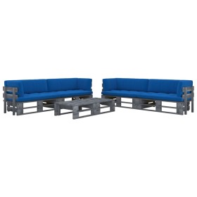 6-piece pallet furniture and gray impregnated pine wood cushions by vidaXL, Garden sets - Ref: Foro24-3066994, Price: 599,31 ...