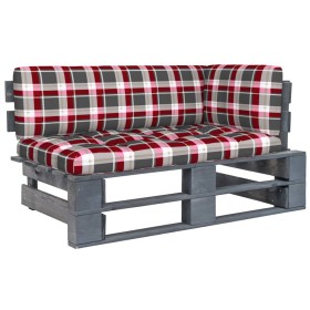 Eckgartensofa aus grau imprägnierten Kiefernholzpaletten von vidaXL, Modulare Sofas für den Außenbereich - Ref: Foro24-306656...