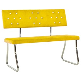 Banco de terciopelo amarillo mostaza 110 cm de vidaXL, Bancos de comedor y cocina - Ref: Foro24-325870, Precio: 89,99 €, Desc...