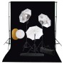 Photography studio kit with lamps, umbrellas, backdrop, and reflector. by vidaXL, Flashes and studio lighting - Ref: Foro24-3...