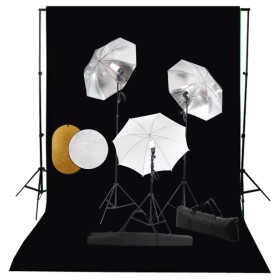 Fotostudio-Kit Lampen, Sonnenschirme, Hintergrund und Reflektor von vidaXL, Blitze und Studiobeleuchtung - Ref: Foro24-306708...