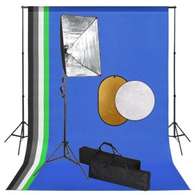 Fotostudio-Set mit Softbox-Lichtern, Hintergrund und Reflektor von vidaXL, Blitze und Studiobeleuchtung - Ref: Foro24-3067098...