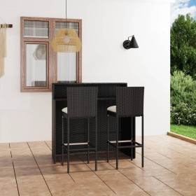 3-teiliges Gartenbar-Möbelset und schwarze Kissen von vidaXL, Gartensets - Ref: Foro24-3064881, Preis: 306,99 €, Rabatt: %