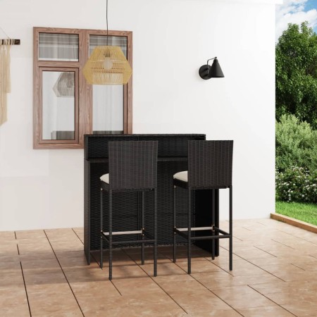 Garden bar furniture set 3 pieces and black cushions by vidaXL, Garden sets - Ref: Foro24-3064881, Price: 354,12 €, Discount: %