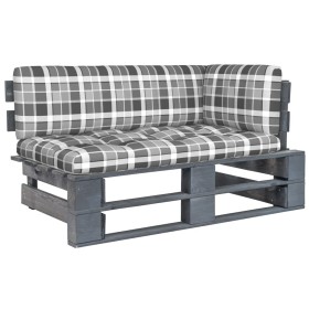 Eckgartensofa aus grau imprägnierten Kiefernholzpaletten von vidaXL, Modulare Sofas für den Außenbereich - Ref: Foro24-306656...