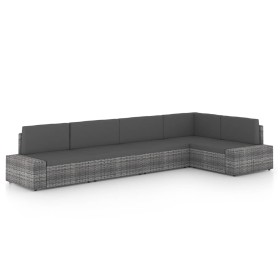 5-piece garden furniture set and gray synthetic rattan cushions by vidaXL, Garden sets - Ref: Foro24-3067172, Price: 494,99 €...