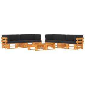 Pallet furniture 6 pieces and cushions made of pine wood treated with honey stain. by vidaXL, Garden sets - Ref: Foro24-30670...