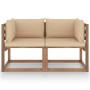 2-seater pallet garden sofa with beige cushions by vidaXL, Garden sets - Ref: Foro24-3067275, Price: 155,41 €, Discount: %