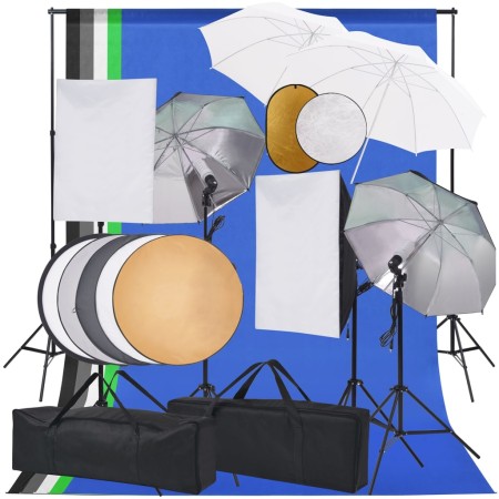 Photography studio kit with softboxes, umbrellas, backdrop, and reflector. by vidaXL, Flashes and studio lighting - Ref: Foro...