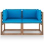 2-seater garden sofa made of pallets with light blue cushions by vidaXL, Garden sets - Ref: Foro24-3067276, Price: 135,86 €, ...