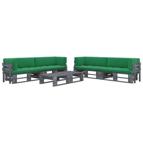 6-piece pallet furniture and gray impregnated pine wood cushions by vidaXL, Garden sets - Ref: Foro24-3066990, Price: 517,76 ...