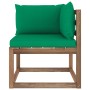 Eck-Gartensofa aus Paletten mit grünen Kissen von vidaXL, Outdoor-Sofas - Ref: Foro24-3067241, Preis: 72,99 €, Rabatt: %