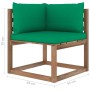 Eck-Gartensofa aus Paletten mit grünen Kissen von vidaXL, Outdoor-Sofas - Ref: Foro24-3067241, Preis: 72,99 €, Rabatt: %