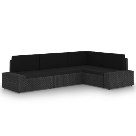 Set de muebles de jardín 4 pzas ratán sintético y cojines negro de vidaXL, Conjuntos de jardín - Ref: Foro24-3067132, Precio:...