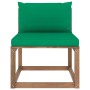 Central garden sofa made of pallets with green cushions by vidaXL, Outdoor sofas - Ref: Foro24-3067253, Price: 63,99 €, Disco...