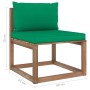 Central garden sofa made of pallets with green cushions by vidaXL, Outdoor sofas - Ref: Foro24-3067253, Price: 63,99 €, Disco...