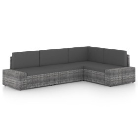 4-piece garden furniture set and gray synthetic rattan cushions by vidaXL, Garden sets - Ref: Foro24-3067170, Price: 421,99 €...