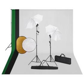 Fotostudio-Set mit Lampen, Hintergrund und Reflektor von vidaXL, Blitze und Studiobeleuchtung - Ref: Foro24-3067116, Preis: 2...