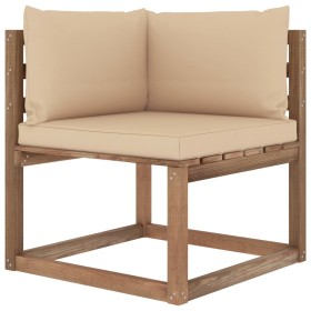 Garden pallet corner sofa with beige cushions by vidaXL, Outdoor sofas - Ref: Foro24-3067239, Price: 89,99 €, Discount: %