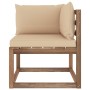 Garden pallet corner sofa with beige cushions by vidaXL, Outdoor sofas - Ref: Foro24-3067239, Price: 89,02 €, Discount: %