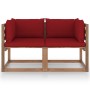 2-seater garden sofa made of pallets with burgundy cushions by vidaXL, Garden sets - Ref: Foro24-3067281, Price: 131,55 €, Di...