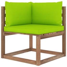 Eck-Gartensofa aus Paletten mit lindgrünen Kissen von vidaXL, Outdoor-Sofas - Ref: Foro24-3067247, Preis: 72,99 €, Rabatt: %