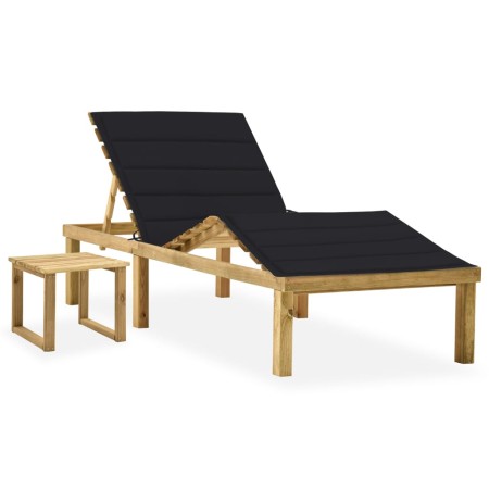 Garden lounger with impregnated pine wood table and cushion by vidaXL, Loungers - Ref: Foro24-3065871, Price: 133,08 €, Disco...