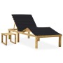 Tumbona de jardín con mesa y cojín de madera de pino impregnada de vidaXL, Tumbonas - Ref: Foro24-3065871, Precio: 133,08 €, ...