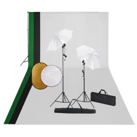 Photo studio kit with lamps, background and reflector by vidaXL, Flashes and studio lighting - Ref: Foro24-3067117, Price: 31...