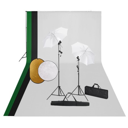 Kit de estudio fotográfico con lámparas, fondo y reflector de vidaXL, Flashes e iluminaciones de estudio - Ref: Foro24-306711...