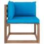 Corner pallet garden sofa with light blue cushions by vidaXL, Outdoor sofas - Ref: Foro24-3067240, Price: 79,99 €, Discount: %