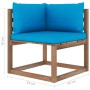 Eck-Gartensofa aus Paletten mit hellblauen Kissen von vidaXL, Outdoor-Sofas - Ref: Foro24-3067240, Preis: 79,86 €, Rabatt: %