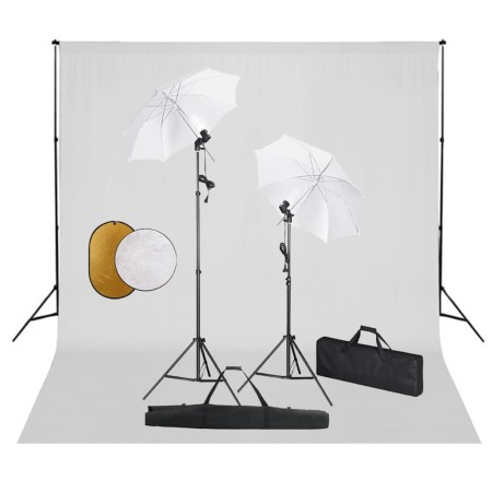 Photo studio kit, lamps, umbrellas, background and reflector by vidaXL, Flashes and studio lighting - Ref: Foro24-3067072, Pr...