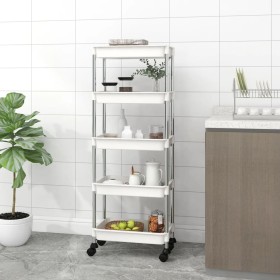 Kitchen cart 5 levels iron and white ABS 42x29x128 cm by vidaXL, Kitchen and dining carts - Ref: Foro24-336332, Price: 50,11 ...