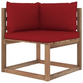 Corner pallet garden sofa with red cushions by vidaXL, Outdoor sofas - Ref: Foro24-3067245, Price: 72,99 €, Discount: %