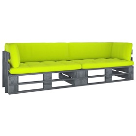 2-Sitzer-Palettensofa mit grau imprägnierten Kiefernholzkissen von vidaXL, Gartensets - Ref: Foro24-3066635, Preis: 209,37 €,...