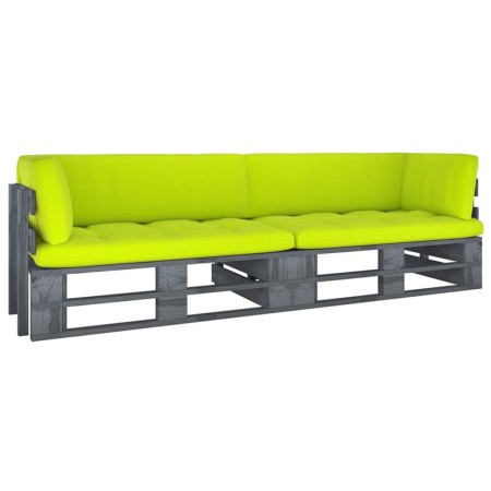 2-Sitzer-Palettensofa mit grau imprägnierten Kiefernholzkissen von vidaXL, Gartensets - Ref: Foro24-3066635, Preis: 209,37 €,...