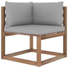 Garten-Ecksofa aus Paletten mit grauen Kissen von vidaXL, Outdoor-Sofas - Ref: Foro24-3067237, Preis: 79,99 €, Rabatt: %