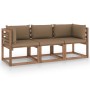 3-seater pallet garden sofa with taupe cushions by vidaXL, Garden sets - Ref: Foro24-3067292, Price: 202,74 €, Discount: %