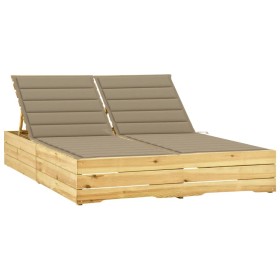 Tumbona doble y cojines beige madera pino impregnada de vidaXL, Tumbonas - Ref: Foro24-3065972, Precio: 319,40 €, Descuento: %