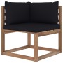 Corner pallet garden sofa with black cushions by vidaXL, Outdoor sofas - Ref: Foro24-3067243, Price: 87,29 €, Discount: %