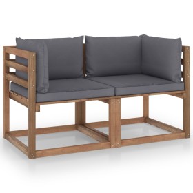 2-seater pallet garden sofa with anthracite cushions by vidaXL, Garden sets - Ref: Foro24-3067272, Price: 131,55 €, Discount: %