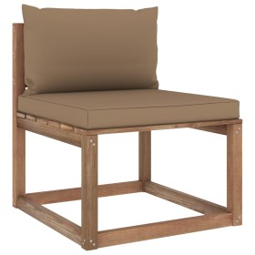 Central garden sofa made of pallets with taupe cushions by vidaXL, Outdoor sofas - Ref: Foro24-3067256, Price: 88,89 €, Disco...